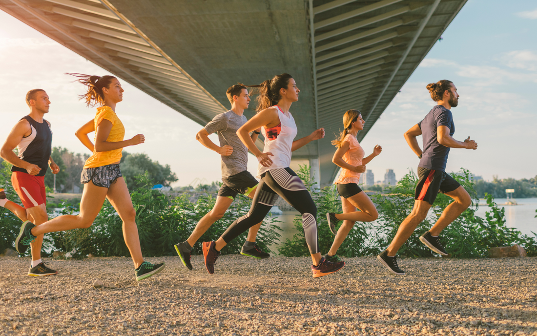 Group of people running